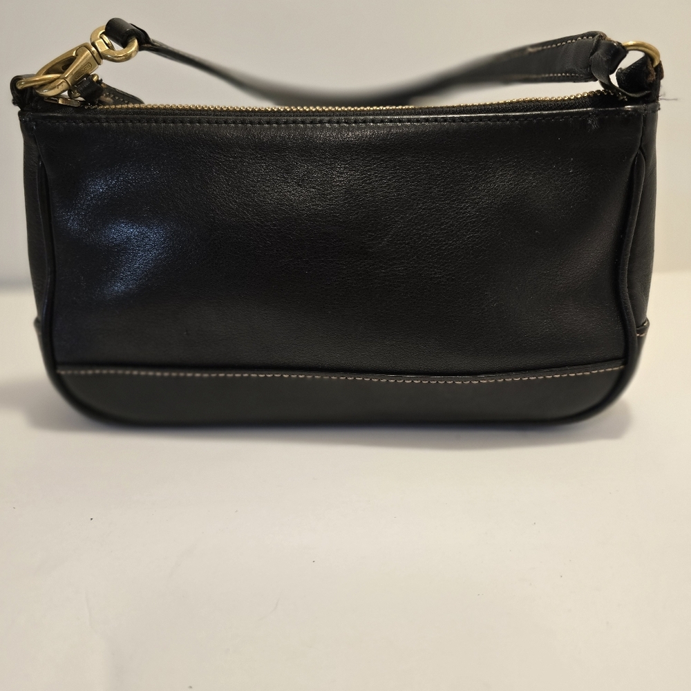 Coach Black Leather Shoulder Bag with Gold Hardware - Picture 9 of 12
